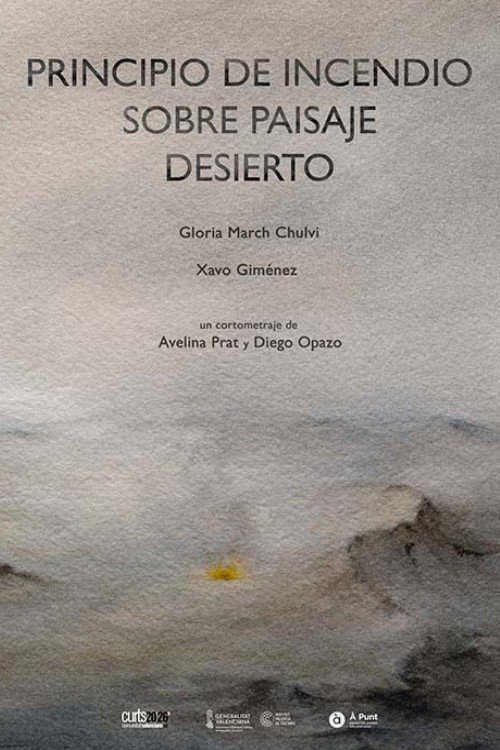 Principio de incendio sobre paisaje desierto